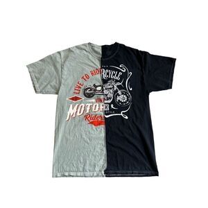 Trust The Universe Graphic Moto Split Black Teal Motorcycle T-shirt size M